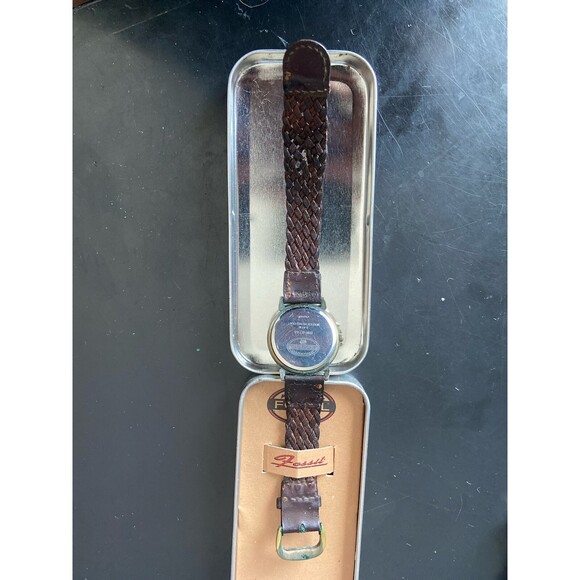 Fossil Watch Women Stone Dial BW-6746 Braided Brown Leather Band, Need Battery main image 5